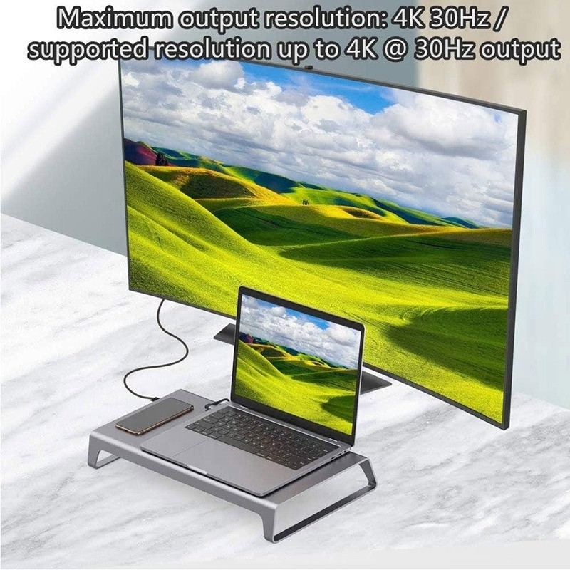 TYPE-C Homme 11 en 1 Hub Adaptateur de station d'accueil pour ordinateur portable avec 1000 Mbps RJ45 et USB-C PD