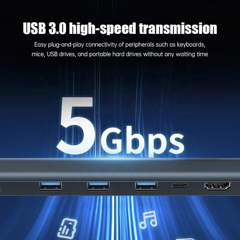 Interface USB 3.1 type 10 en 1 hub type C pour le transfert et la recharge de données à grande vitesse