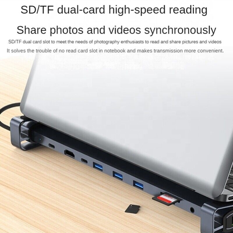 Interface USB 3.1 type 10 en 1 hub type C pour le transfert et la recharge de données à grande vitesse