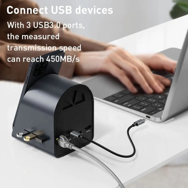 Hub de station d'accueil multiport USB 3.1 10 en 1 de type C avec Gigabit Ethernet et HDMI HD 4K