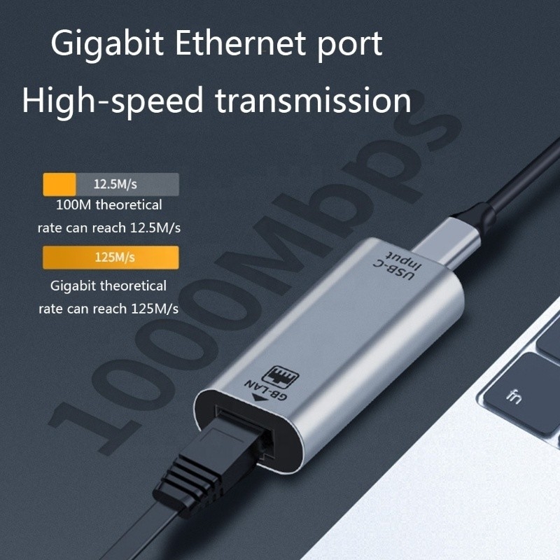 Adaptateur de port USB C féminin vers Ethernet Vitesse 10/100/1000 Mbps pour une connexion réseau rapide