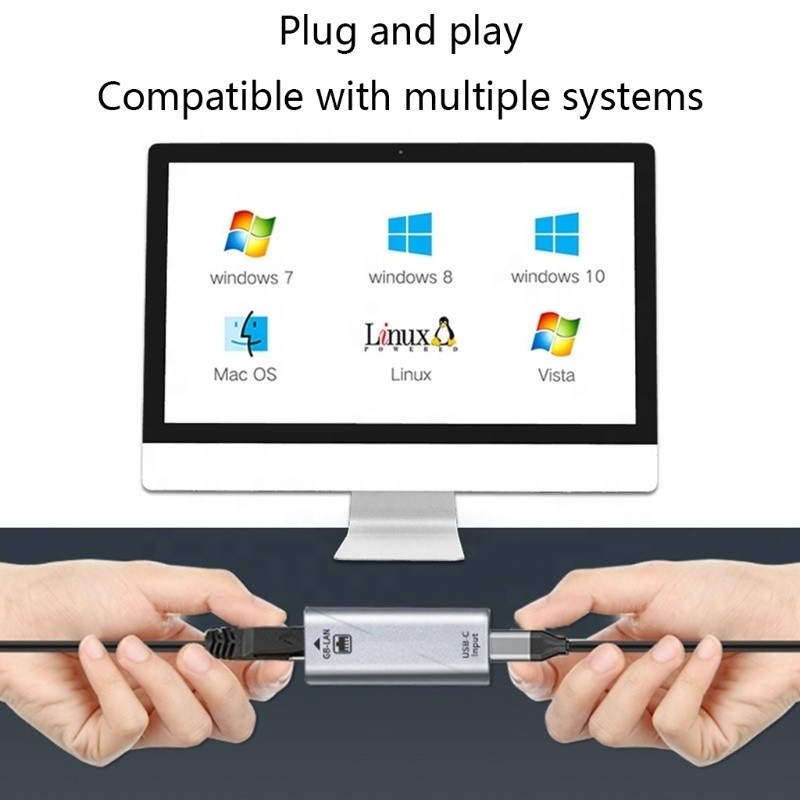 Adaptateur de port USB C féminin vers Ethernet Vitesse 10/100/1000 Mbps pour une connexion réseau rapide