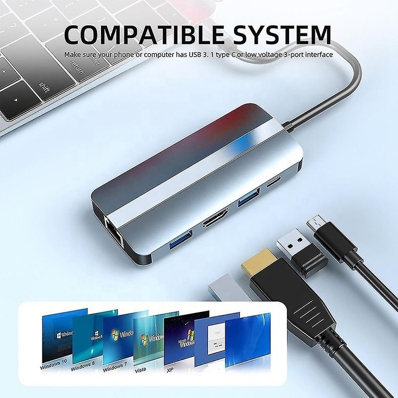 Station d'accueil multiport USB C type C Hub avec fonction de réseau de recharge de transfert vidéo