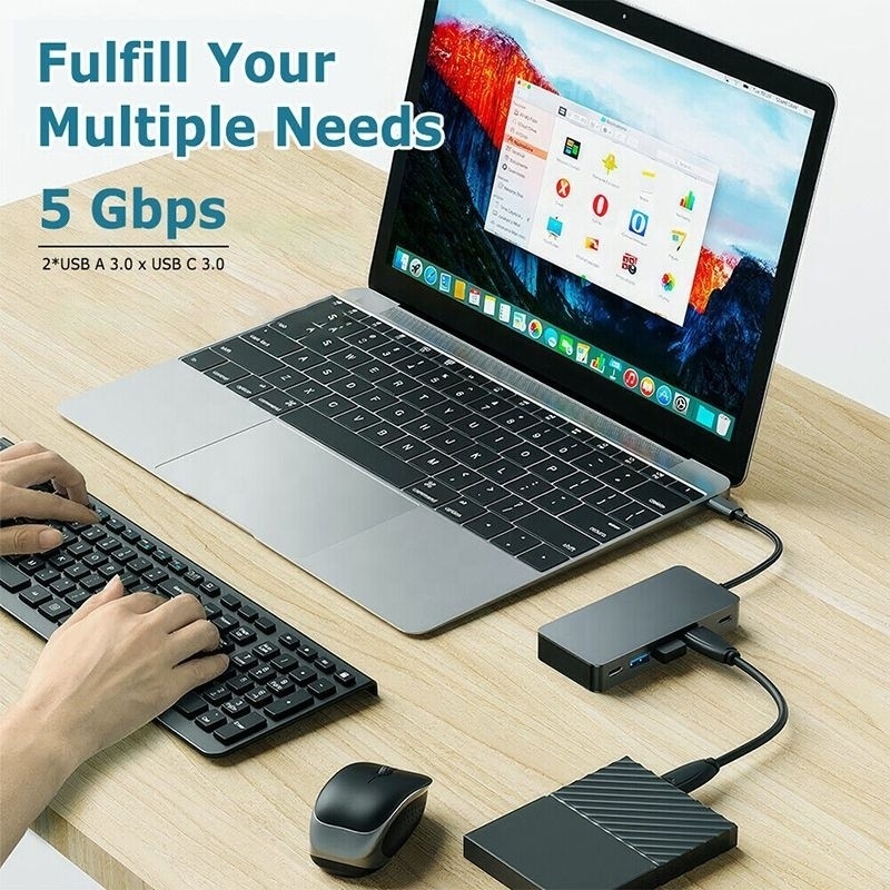 Station d'accueil 4K 30Hz double HDMI USB 3.0 Adaptateur 7 en 1 Multiport USB C Type C Hub