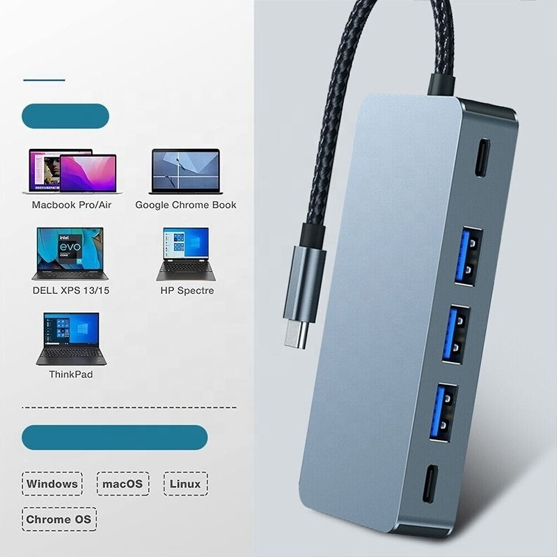 Station d'accueil 4K 30Hz double HDMI USB 3.0 Adaptateur 7 en 1 Multiport USB C Type C Hub