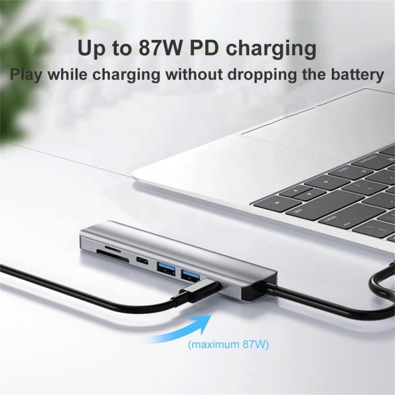 Grain 7 en 1 port USB C vers HDMI avec lecteur de carte SD TF SD / TF
