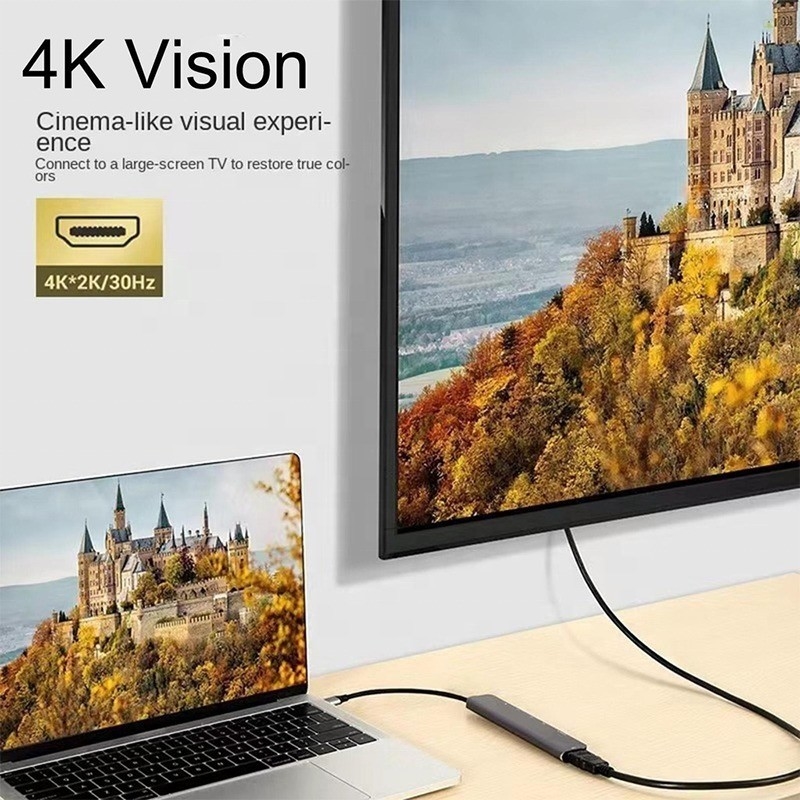 Grain 7 en 1 port USB C vers HDMI avec lecteur de carte SD TF SD / TF