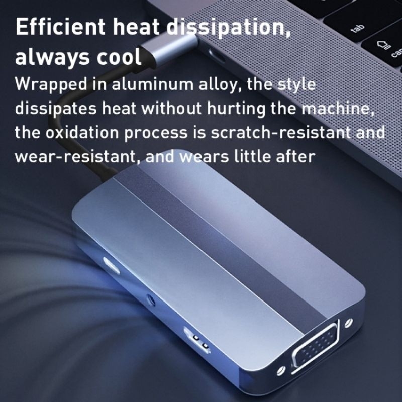 11 en 1 Hub USB-C Type-C vers HDMI USB3.0 USB2.0 SD TF Adapter Hub avec lecteur de carte
