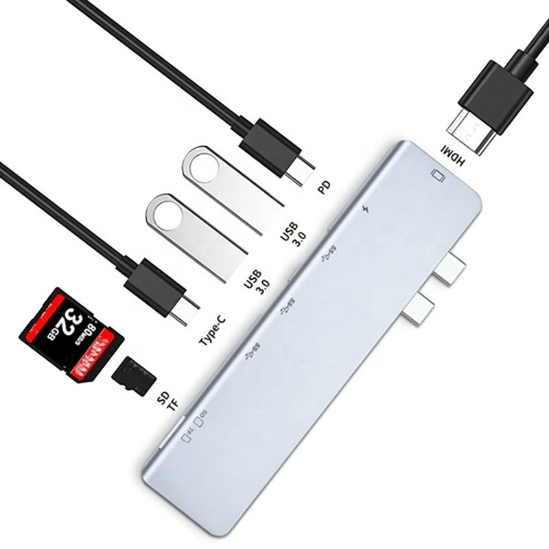 Station d'accueil du concentrateur d'adaptateur USB C de type C 4K 30Hz HDMI USB 3.0 TF SD pour Macbook Pro