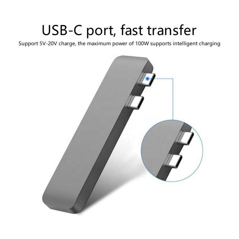 Station d'accueil de moyeu 7-en-2 avec double entrée mâle de type C et type d'interface USB 3.1