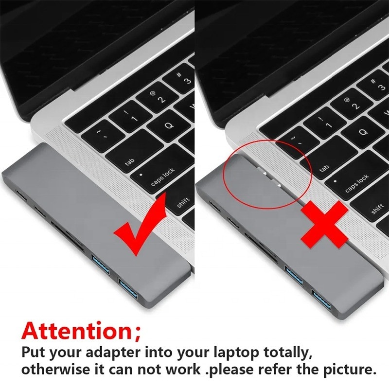 Adaptateur de moyeu de type C de type 6 en 1 avec sortie SD/TF 2*USB3.0 2*USB-C