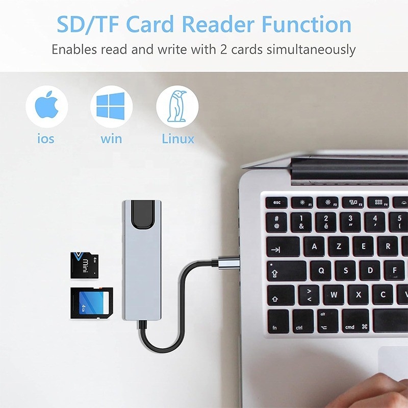 Station d'accueil USB C PD grise pour charge de la fonction de charge de l'ordinateur portable Transfert de données Sortie vidéo