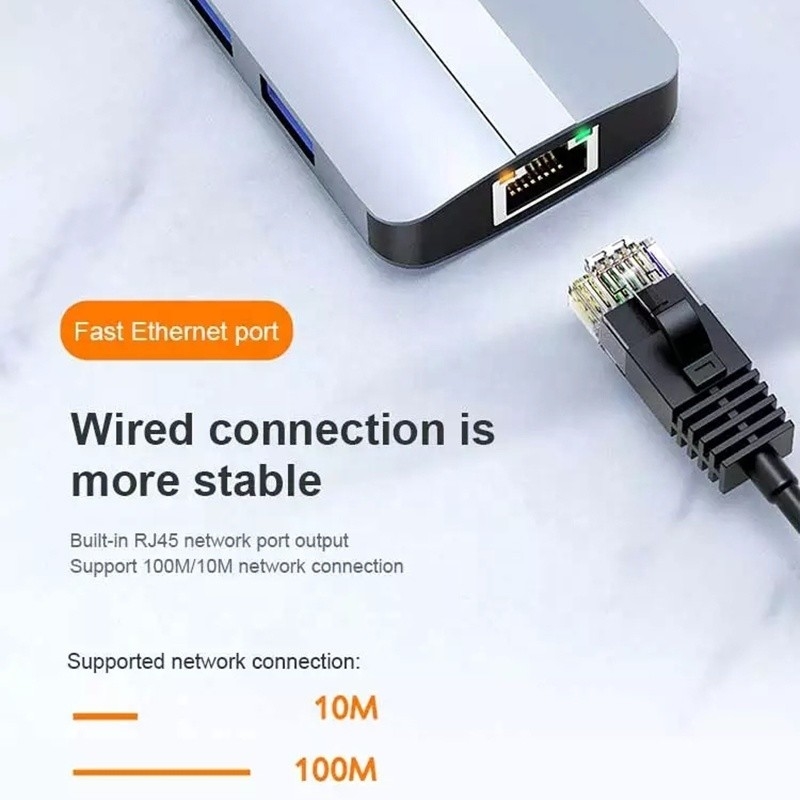 Adaptateur USB C 12 en 1 OEM Multiport Hub avec 4K HDMI USB 3.0 RJ45 Lan Ethernet