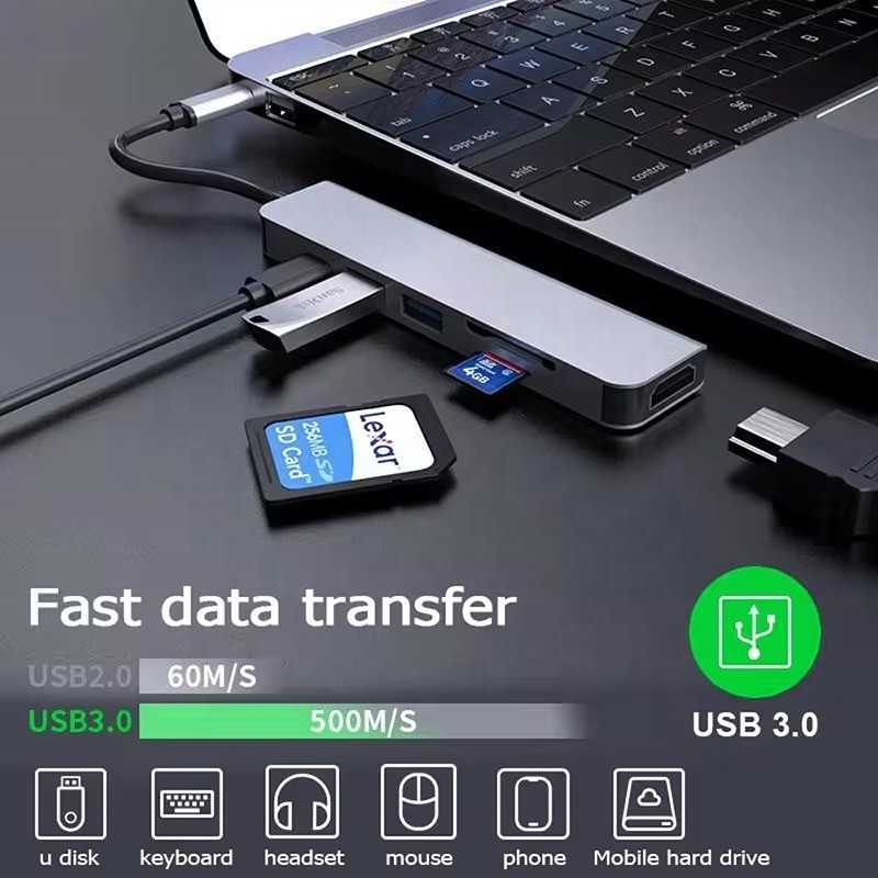 Hub de station d'accueil USB 3.1 avec lecteur de carte SD 4K HDMI USB3.0 TF et charge PD 87W