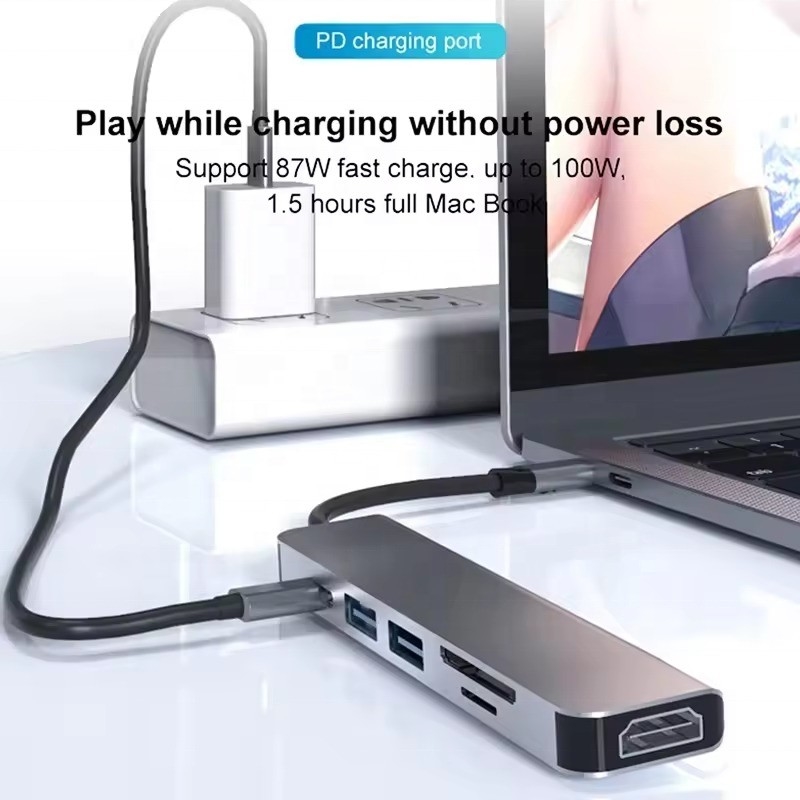 Hub de station d'accueil USB 3.1 avec lecteur de carte SD 4K HDMI USB3.0 TF et charge PD 87W