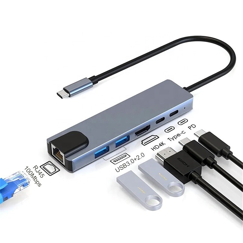 Chargement rapide Adaptateur USB C 16 en 1 pour téléphone portable Portable 4K HDMI RJ45 PD