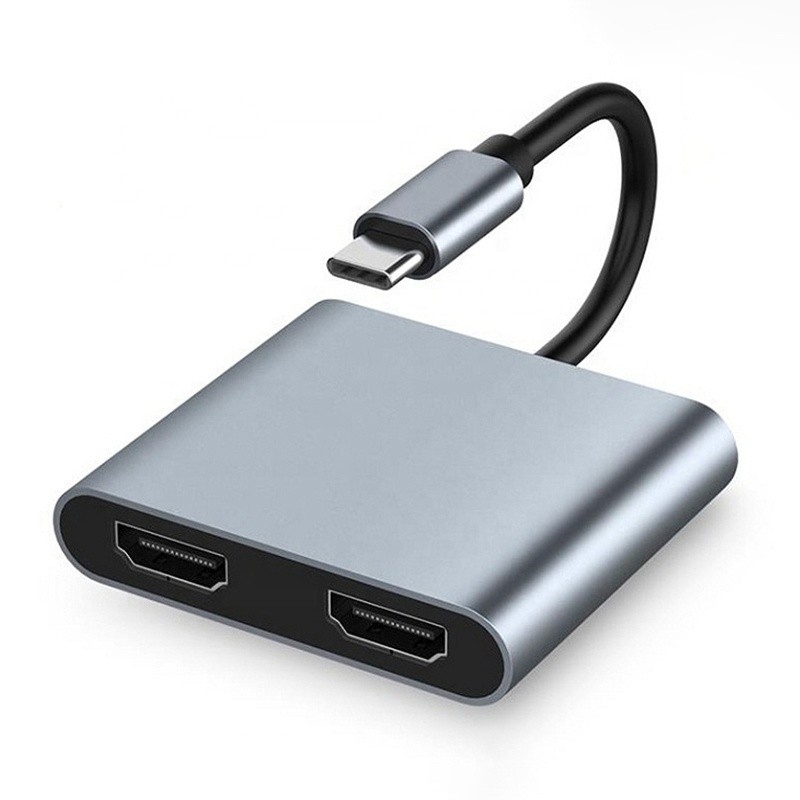 Adaptateur 4 en 1 USB C à double HDMI 4K MST pour la charge, le transfert de données et la sortie vidéo