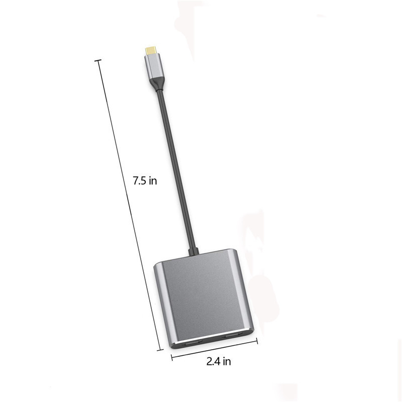 Station d'accueil 4 en 1 avec 2 ports HDMI 4K doubles et adaptateur USB-C de type C à double HDMI