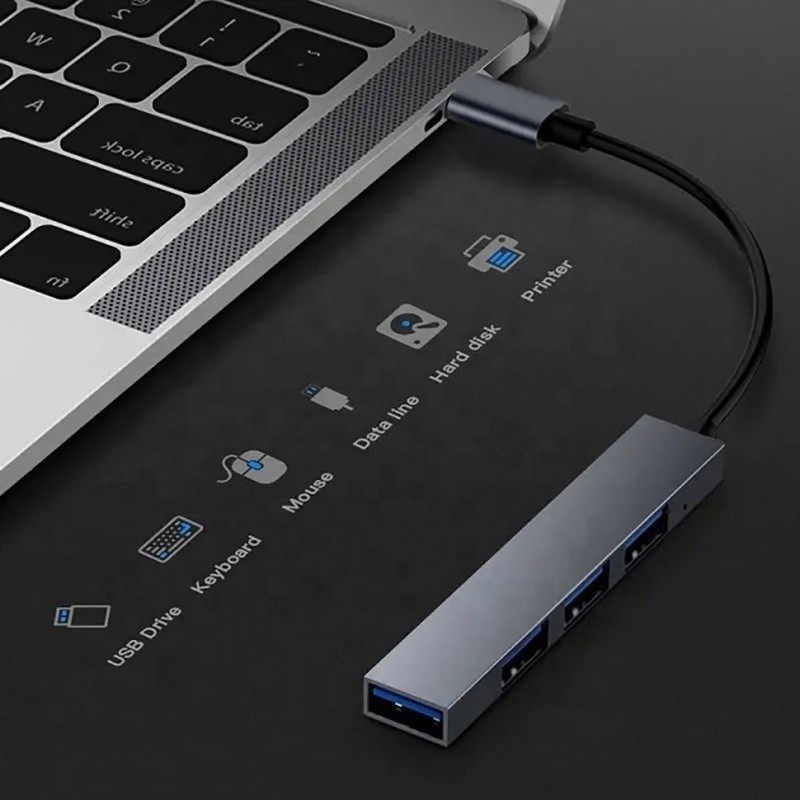 Interface de type C 4 en 1 4 ports Hub Type-C OTG vers USB 3.0 2.0 Adapteur alliage d'aluminium