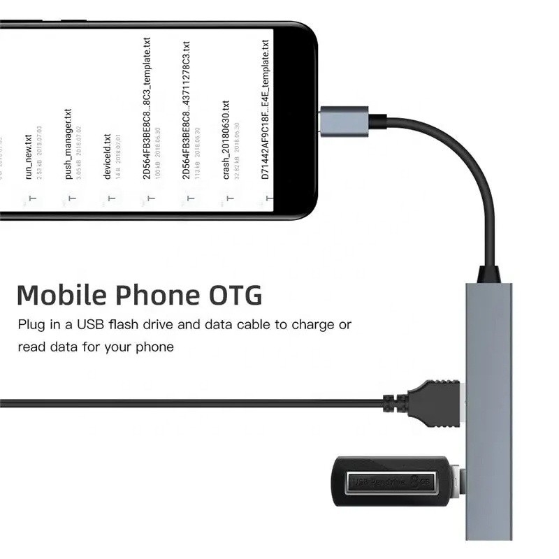 Interface de type C 4 en 1 4 ports Hub Type-C OTG vers USB 3.0 2.0 Adapteur alliage d'aluminium
