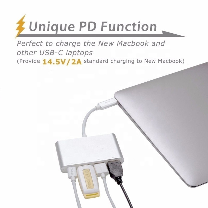 USB 3.1 Interface 4 en 1 Hub de type C Adaptateur multiple pour le transfert de données rapide