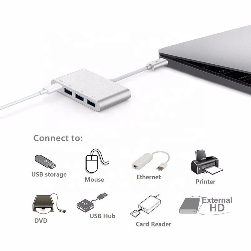 USB 3.1 Interface 4 en 1 Hub de type C Adaptateur multiple pour le transfert de données rapide