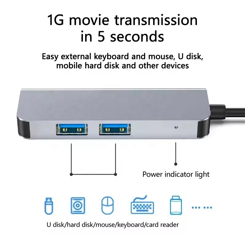 USB C Hub avec HDMI 4K et USB 3.0 haute vitesse Compatible avec Windows Mac