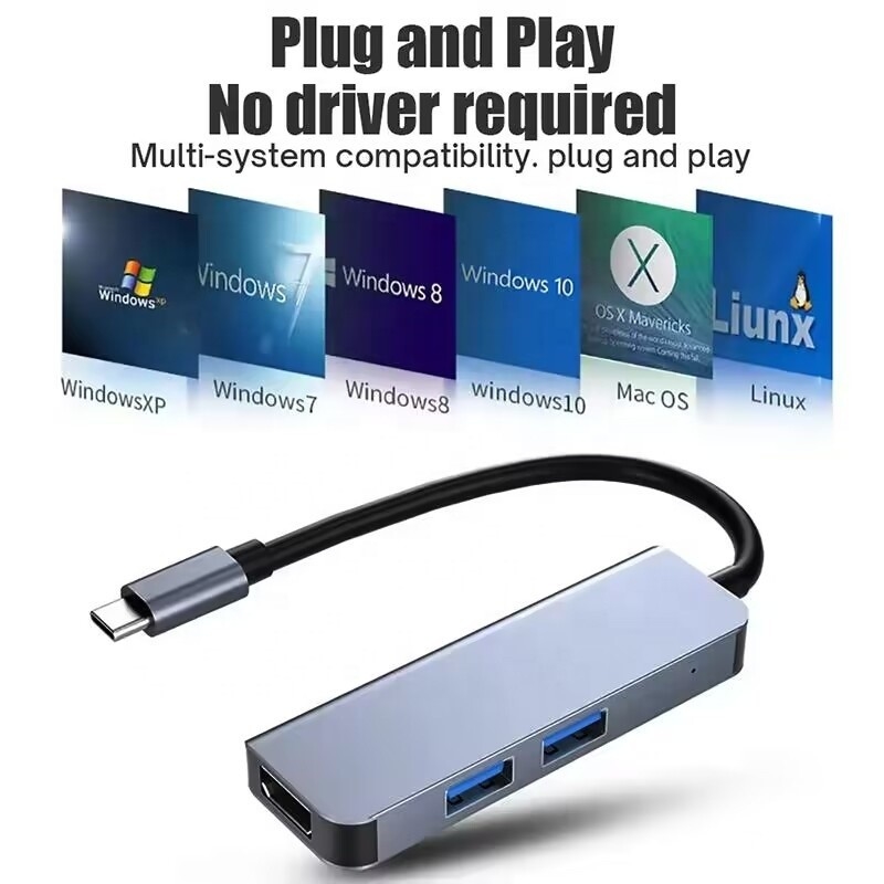 USB C Hub avec HDMI 4K et USB 3.0 haute vitesse Compatible avec Windows Mac