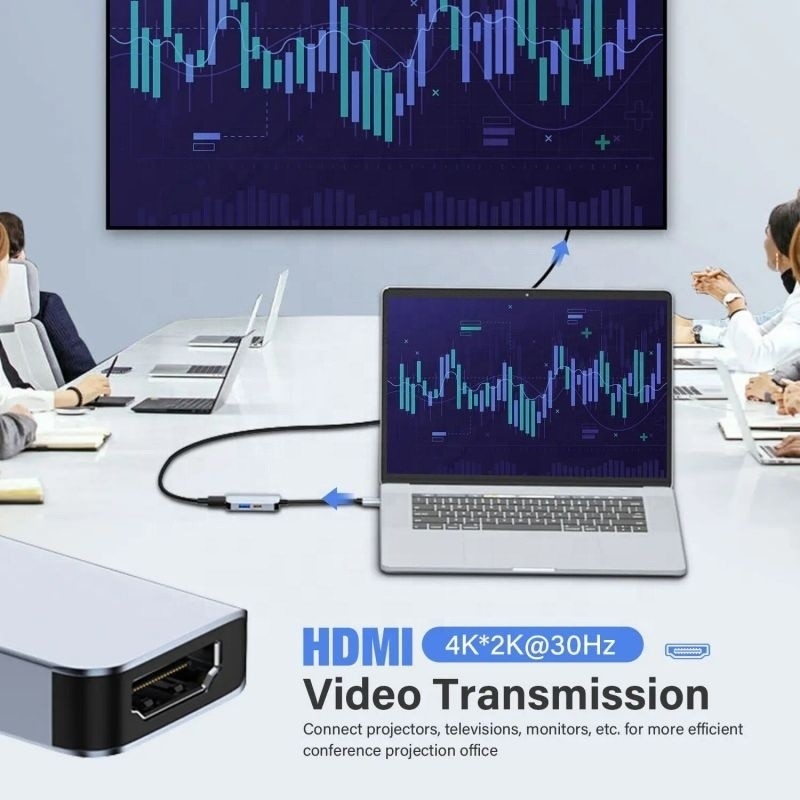 Station d'accueil de l'adaptateur USB 3.1/USB type-C Hub avec 4K HDMI USB3.0 USB 3.0 type C PD