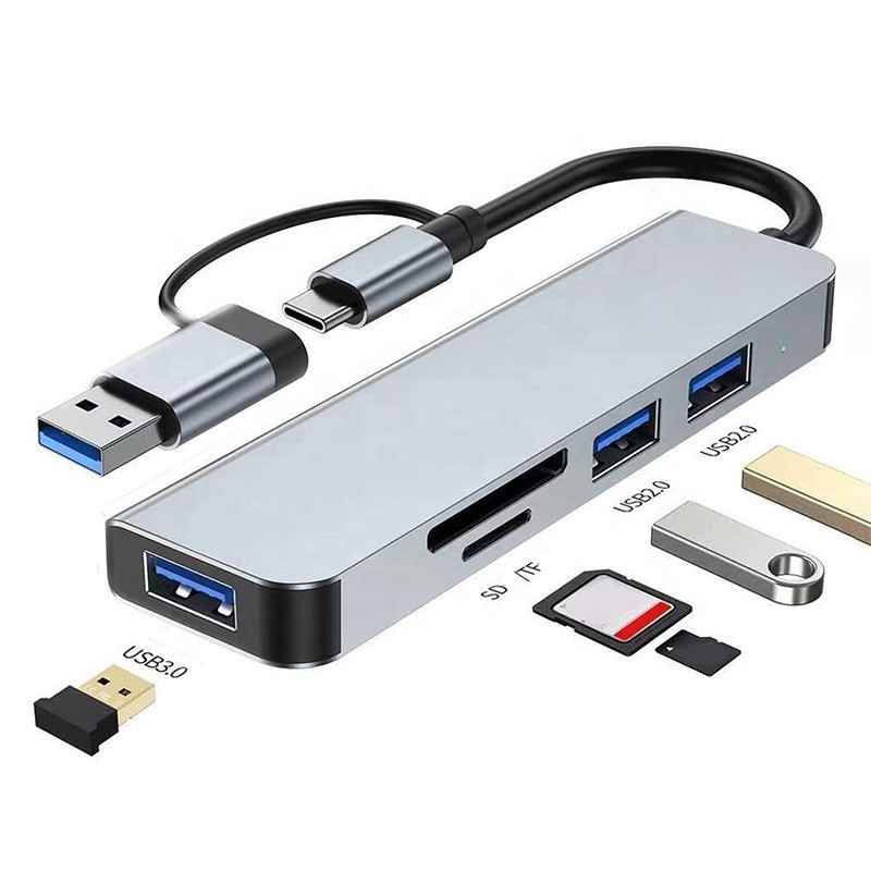 USB A/C Entrée USB 3.0 Adaptateur multiport de type C Station d'accueil avec lecteur de carte SD/TF