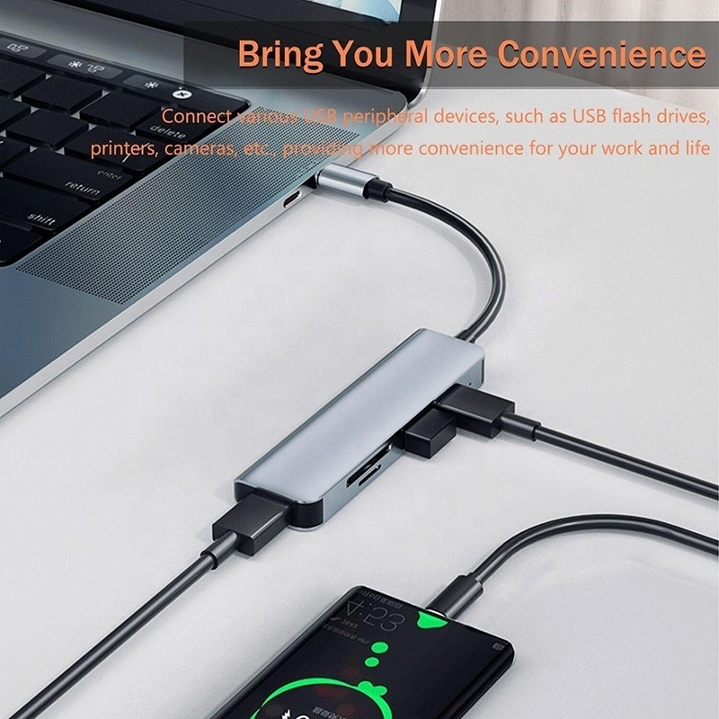 USB A/C Entrée USB 3.0 Adaptateur multiport de type C Station d'accueil avec lecteur de carte SD/TF