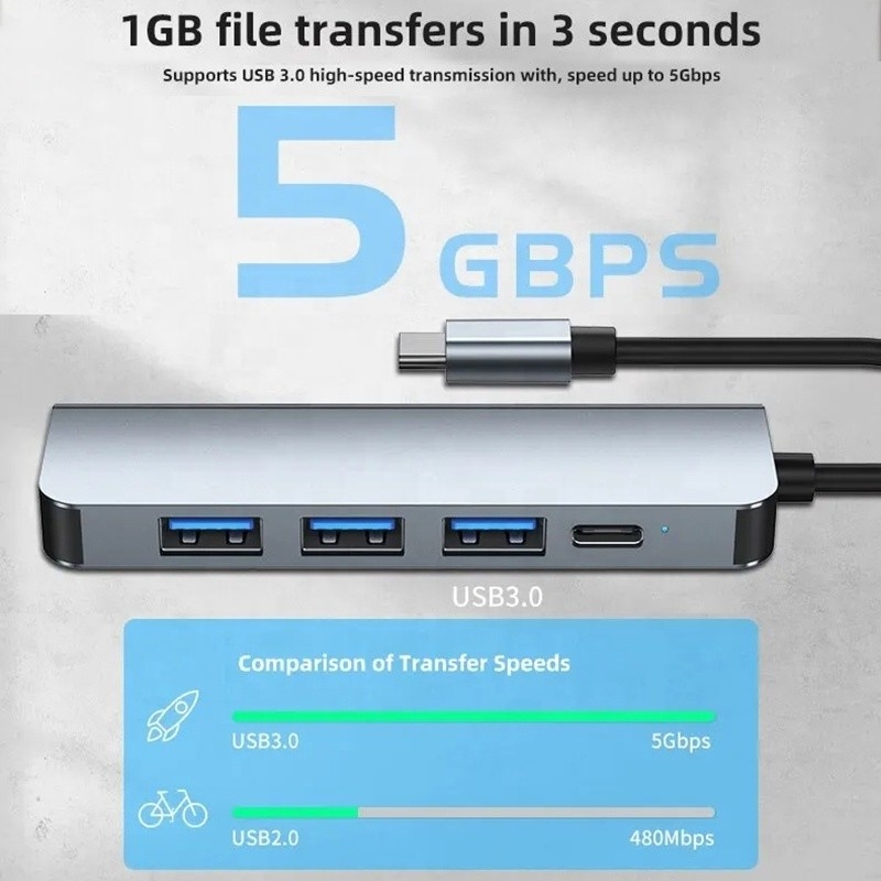 Hub d'adaptateur USB C de type C 9 en 1 avec charge PD de 100 W et sortie USB3.0 3*USB2.0