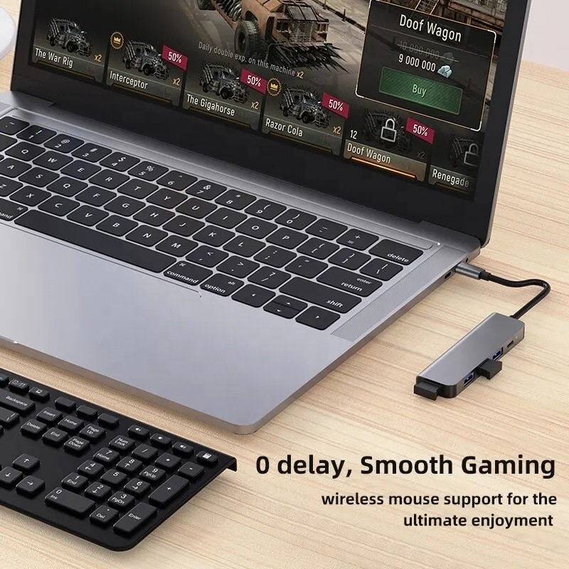 Hub d'adaptateur USB C de type C 9 en 1 avec charge PD de 100 W et sortie USB3.0 3*USB2.0