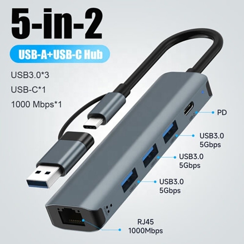 Adaptateur multiport 12 en 1 Station d'accueil USB C Hub avec interface USB 3.1 et RJ45 Gigabit Ethernet
