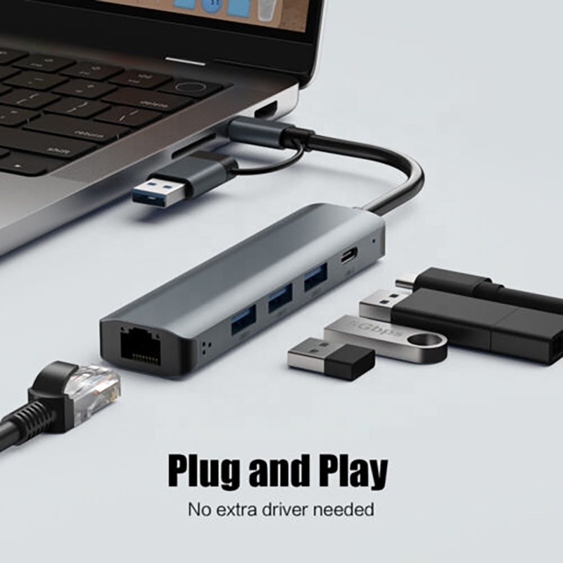 Adaptateur multiport 12 en 1 Station d'accueil USB C Hub avec interface USB 3.1 et RJ45 Gigabit Ethernet