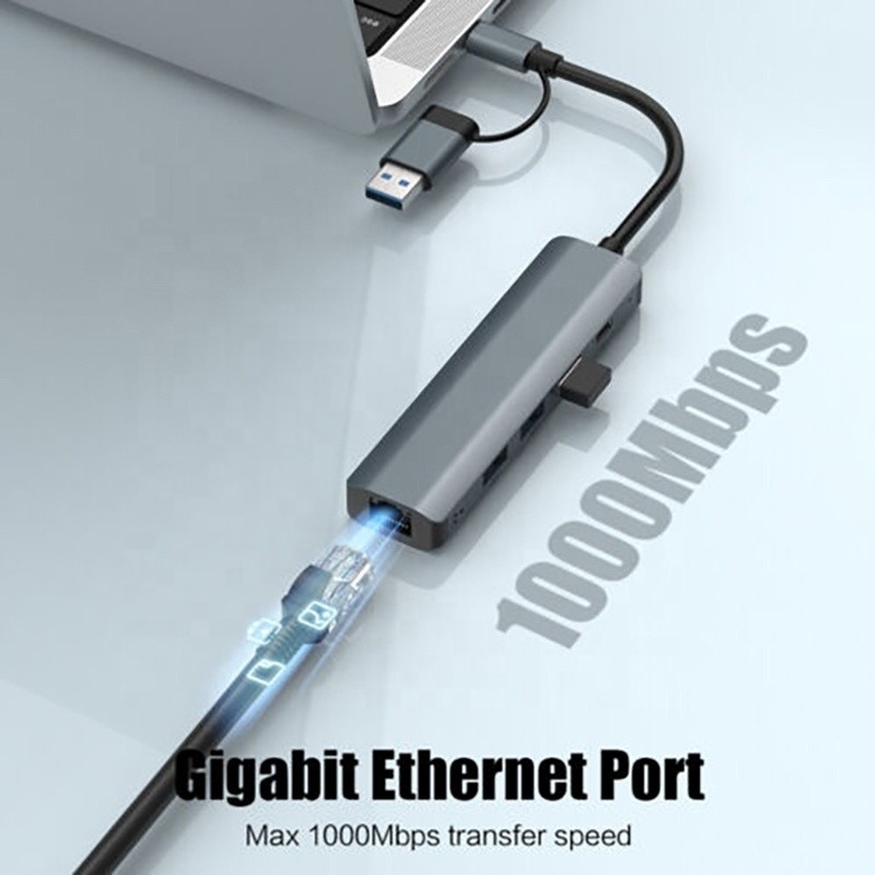 Adaptateur multiport 12 en 1 Station d'accueil USB C Hub avec interface USB 3.1 et RJ45 Gigabit Ethernet