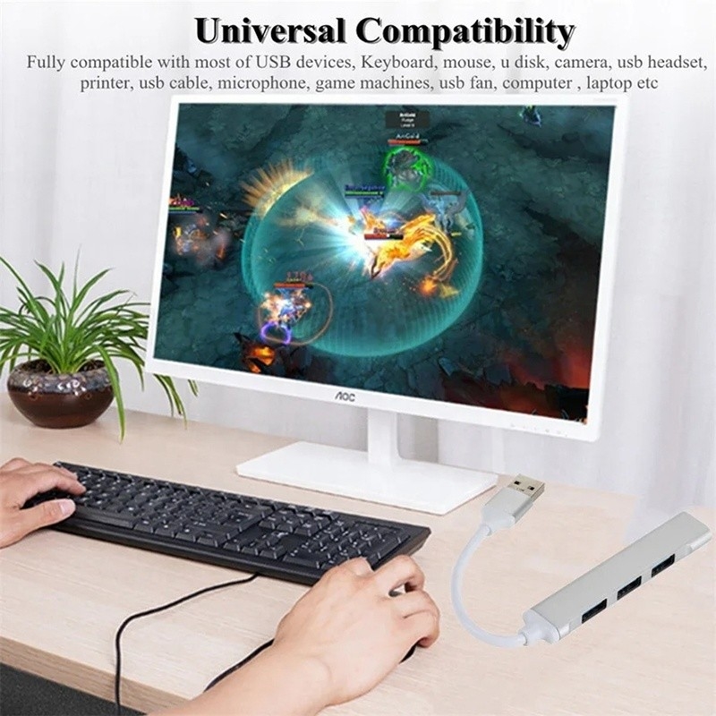 Aluminium 4 ports USB Type-C à USB 3.0 2.0 Data Hub pour le transfert de données à grande vitesse