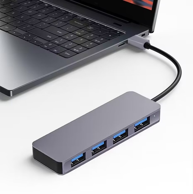 USB 3.0 HUB à haute vitesse 4 ports 5 Gbps USB C portable avec adaptateur d'alimentation pour PC Mac Laptop
