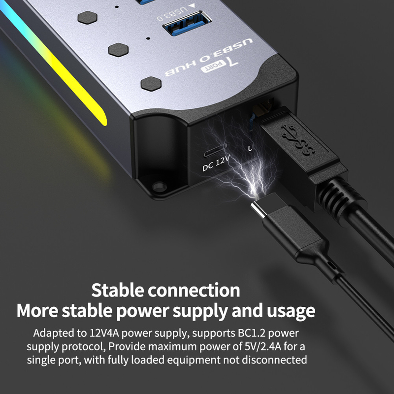 Logo personnalisé Accepté Vitesse USB 3.0 Hub avec 7 ports et design en alliage d'aluminium