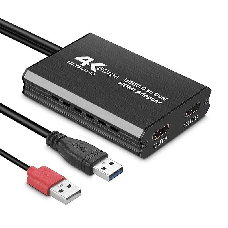 Convertisseur audio de sortie USB 3.0 double HDMI x2 non blindé Convertisseur pour moniteur d'ordinateur portable