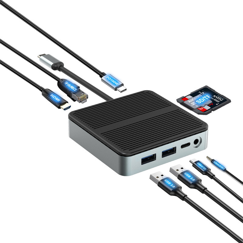 Transfert de données rapide 9 en 1 Port USB 3.0 Hub type C Port à adaptateur HDMI