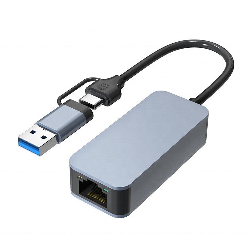 Adaptateur Ethernet USB 3.0 de type C en aluminium 2 en 1 pour une connexion réseau rapide et stable