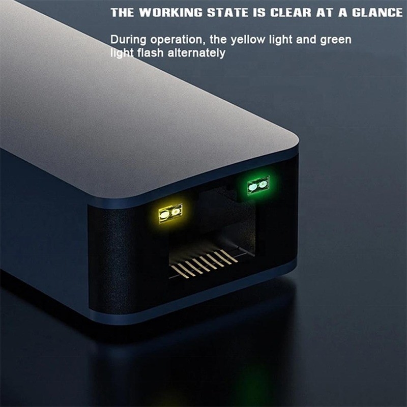 Adaptateur Ethernet USB 3.0 de type C en aluminium 2 en 1 pour une connexion réseau rapide et stable