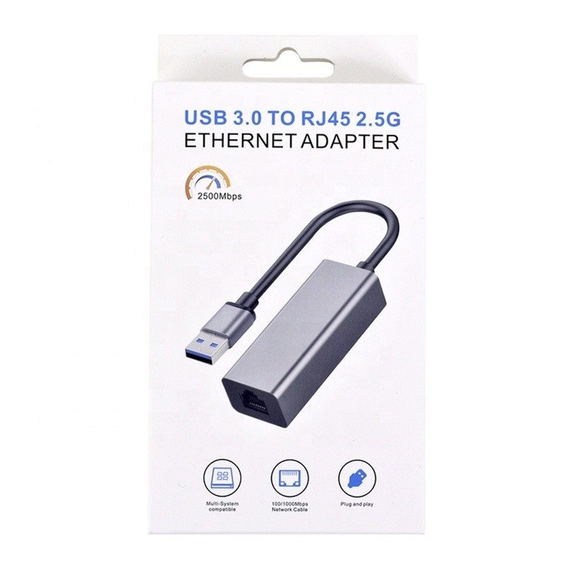 2500 Mbps Super Vitesse 2.5G Adaptateur de carte réseau USB 3.0 avec 2.5G Gigabit Ethernet