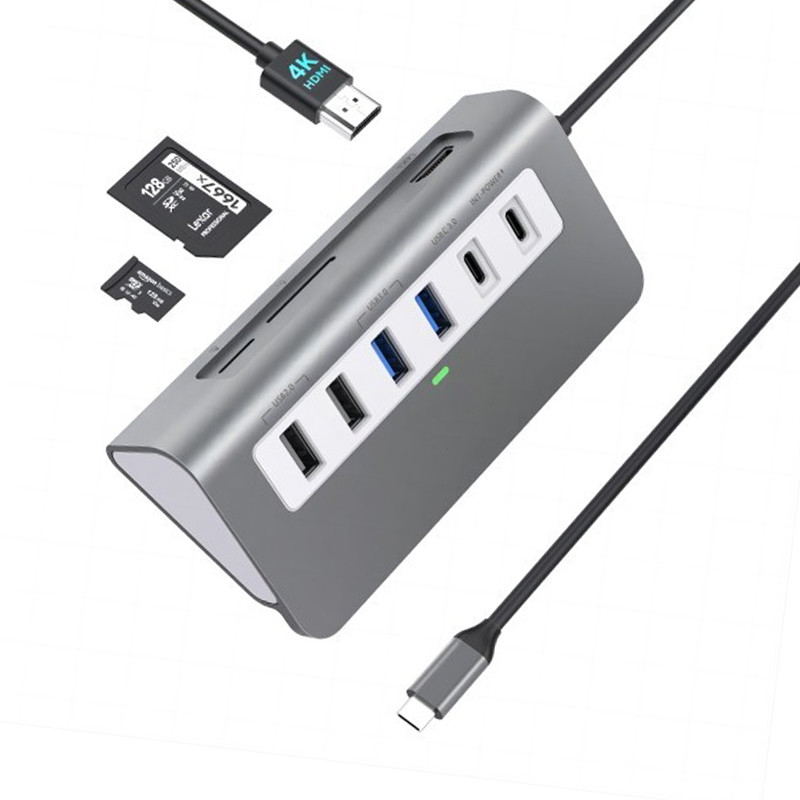Station d'accueil portable 9 en 1 pour ordinateur portable avec lecteur de carte SD HDMI 4K