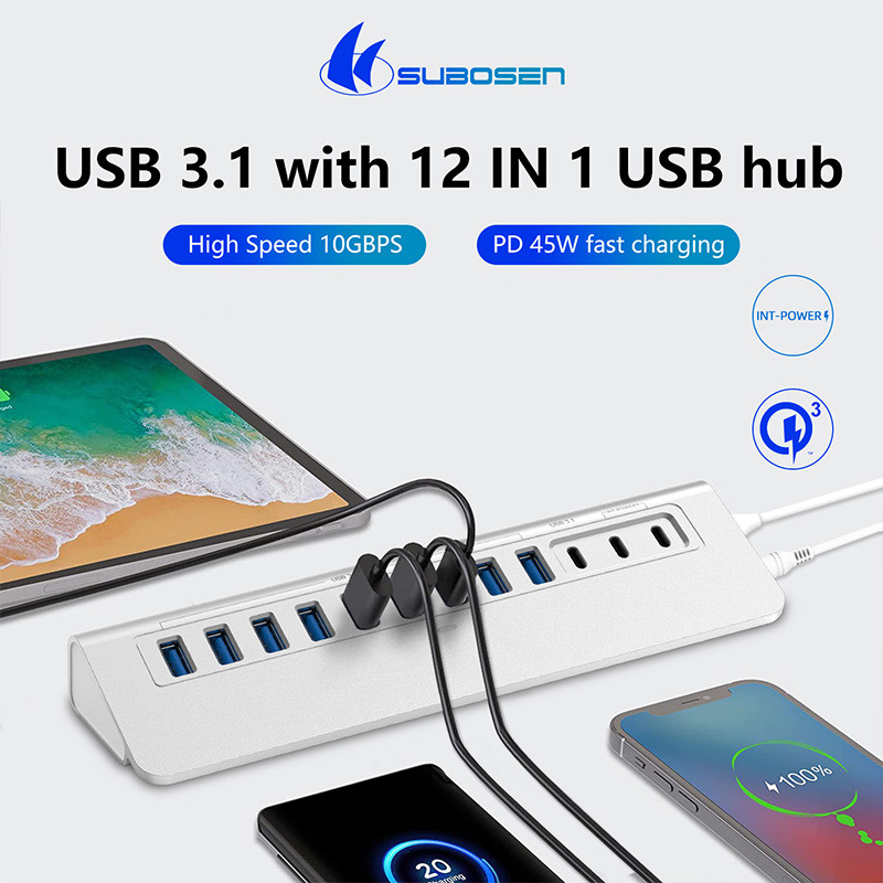 Port USB C pour ordinateur portable Hub USB haute vitesse 3.1 Hub Hub de charge USB C