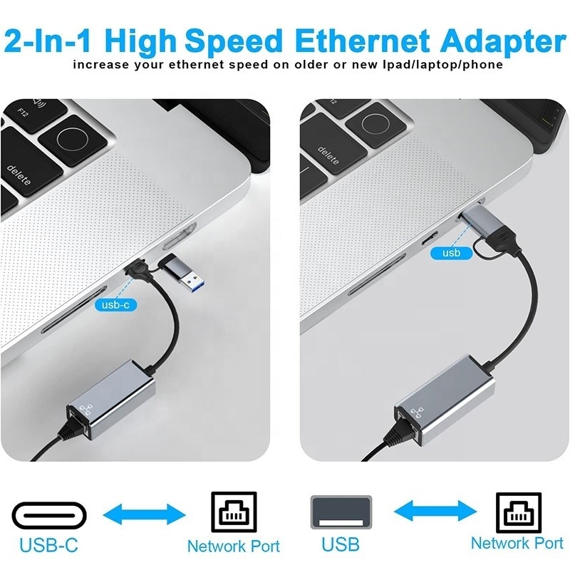 Adaptateur Ethernet Gigabit Lan pour ordinateurs portables à forte demande