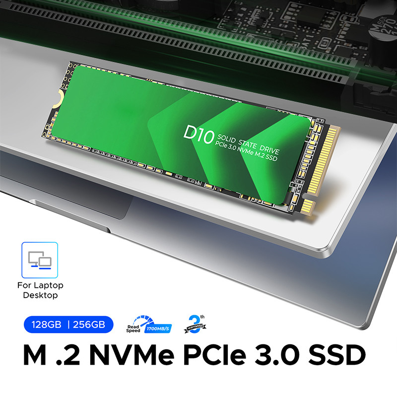 Interface PCIe 3.0 haute vitesse SSD M.2 avec une capacité de 128 Go et un contrôleur SATA de 6 Go/s