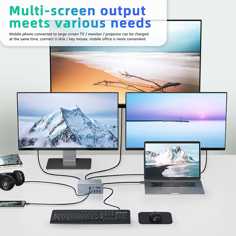 Support multi-affichage Station d'accueil USB-C et Displaylink IC révolutionner votre efficacité de travail avec les ports HDMI 8K