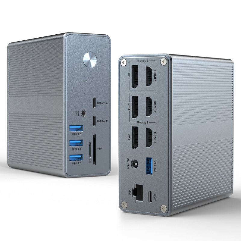 Alloy d'aluminium et matériau ABS Station d'accueil USB C avec lecteur de carte SD / TF Connectivité plug and play